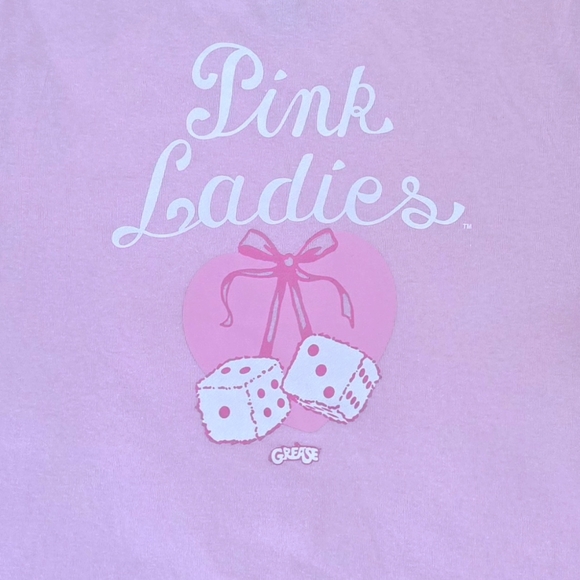 Grease "Pink💕 Ladies" Fuzzy Dice Graphic Tee👕 - NWOT - Picture 3 of 10